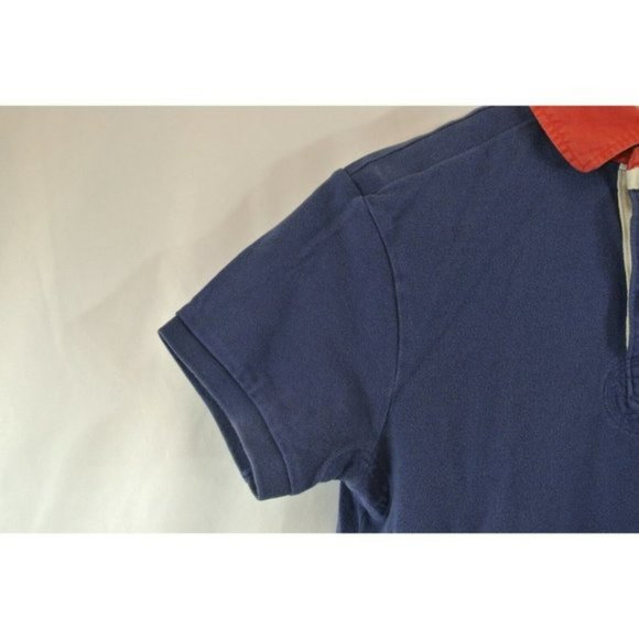 Polo Ralph Lauren Shirt Navy Blue w Red Collar RLPC Crest Custom Fit Mens - Picture 4 of 10